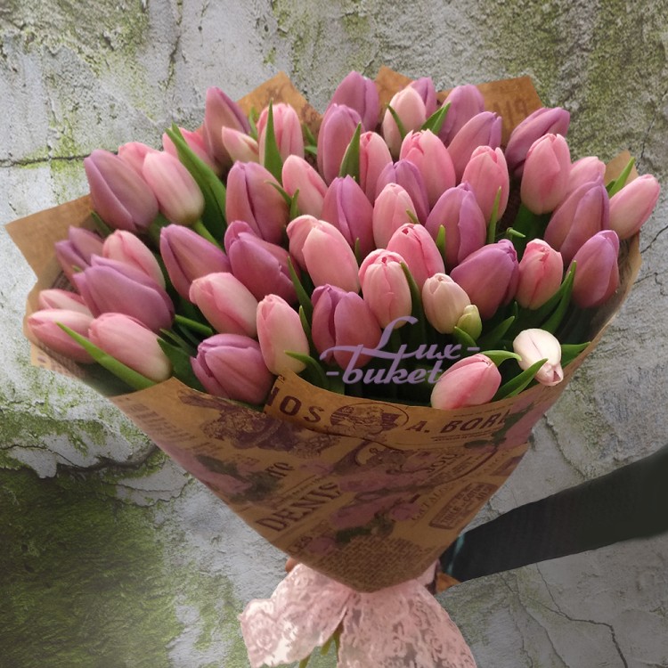 Букет тюльпанов Розовый жемчуг с доставкой в Пятигорске